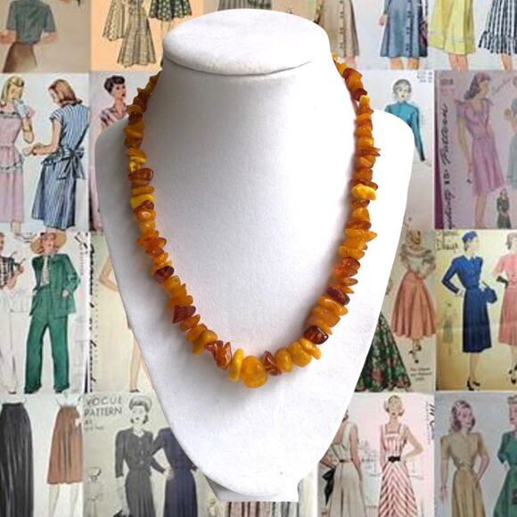 Vintage Genuine Natural Amber 1940's Necklace 26 Grams 17” Mint Condition - Picture 1 of 10